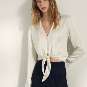 Aritzia Wilfred Front Tie Blouse Size Small